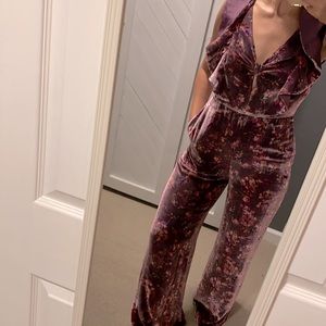 Rebecca Taylor velvet floral  jumpsuit